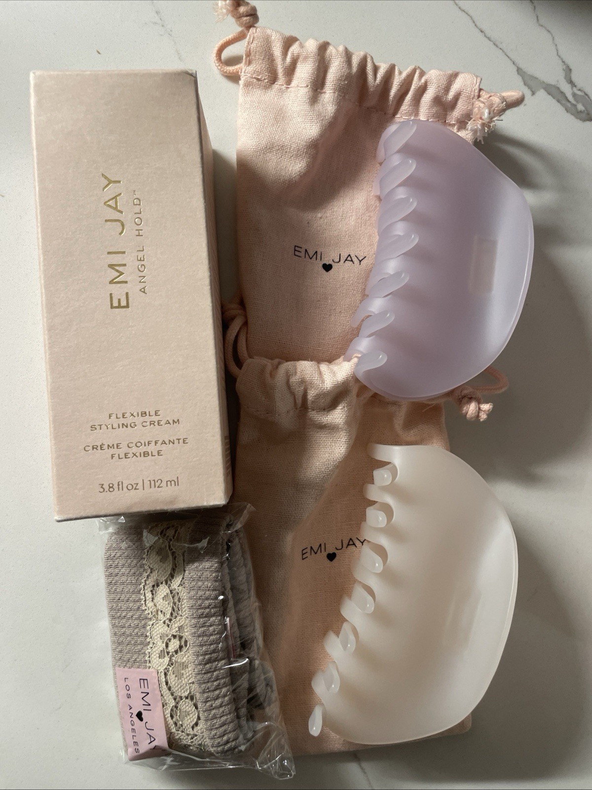 Emi Jay Set 2 Half Moon Clips, Angel Hold Styling Cream & Headband Retails $116