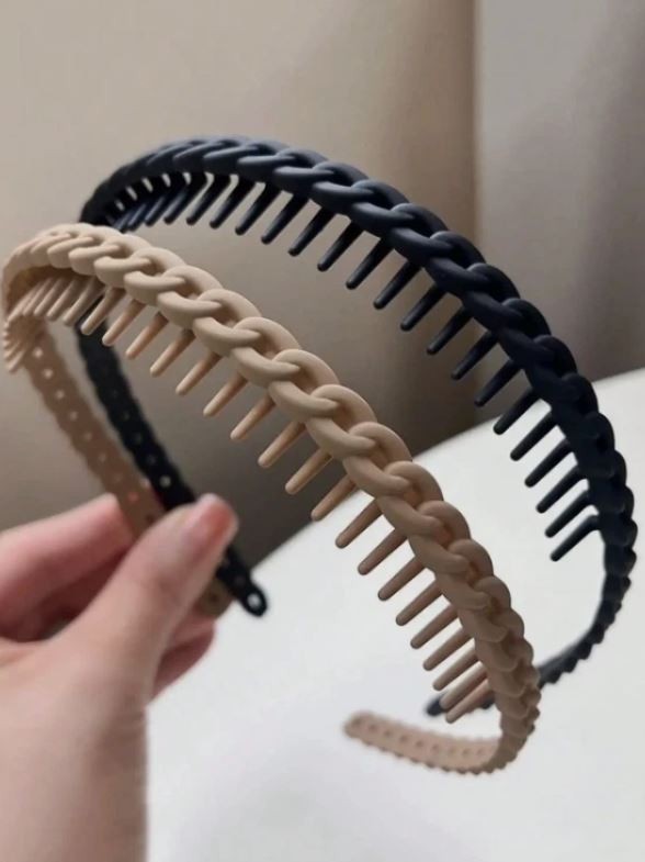 2Pcs Braided Wide Tooth Headband for Women Stylish Hair Comb Band Fashion Access