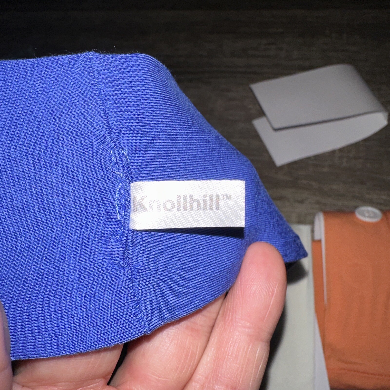 4 Headbands W/Buttons To Hold Face Masks Orange blue beige Buttons