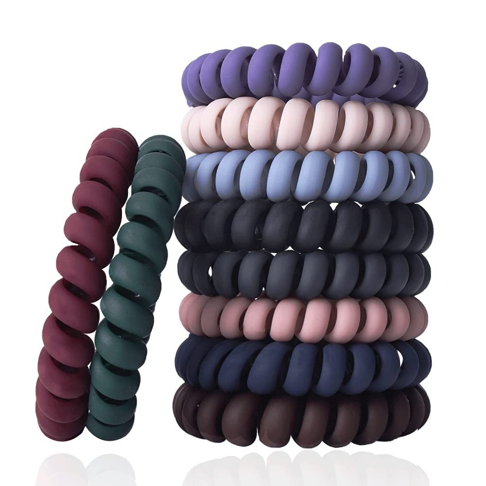 Spiral Hair Ties Set – 10 Piece Medium Coil Elastics for Thick Hair, Multicolor
