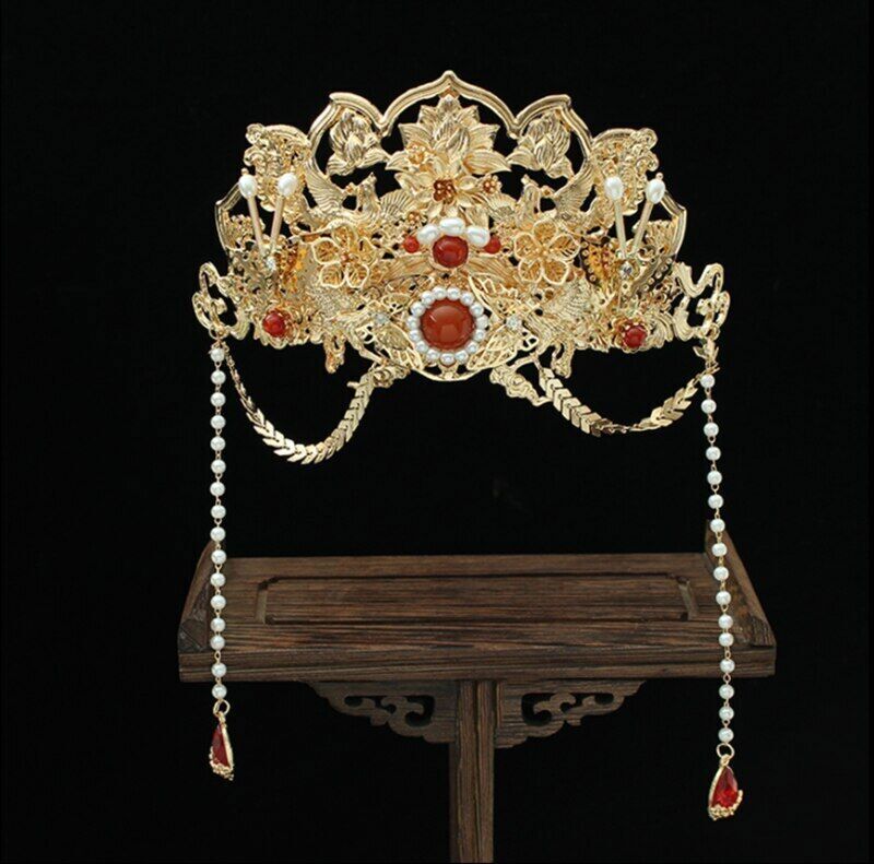 Ancient Chinese Hanfu Headdress Phoenix Hair Crown Hairpin Full Set Fairy Tassel