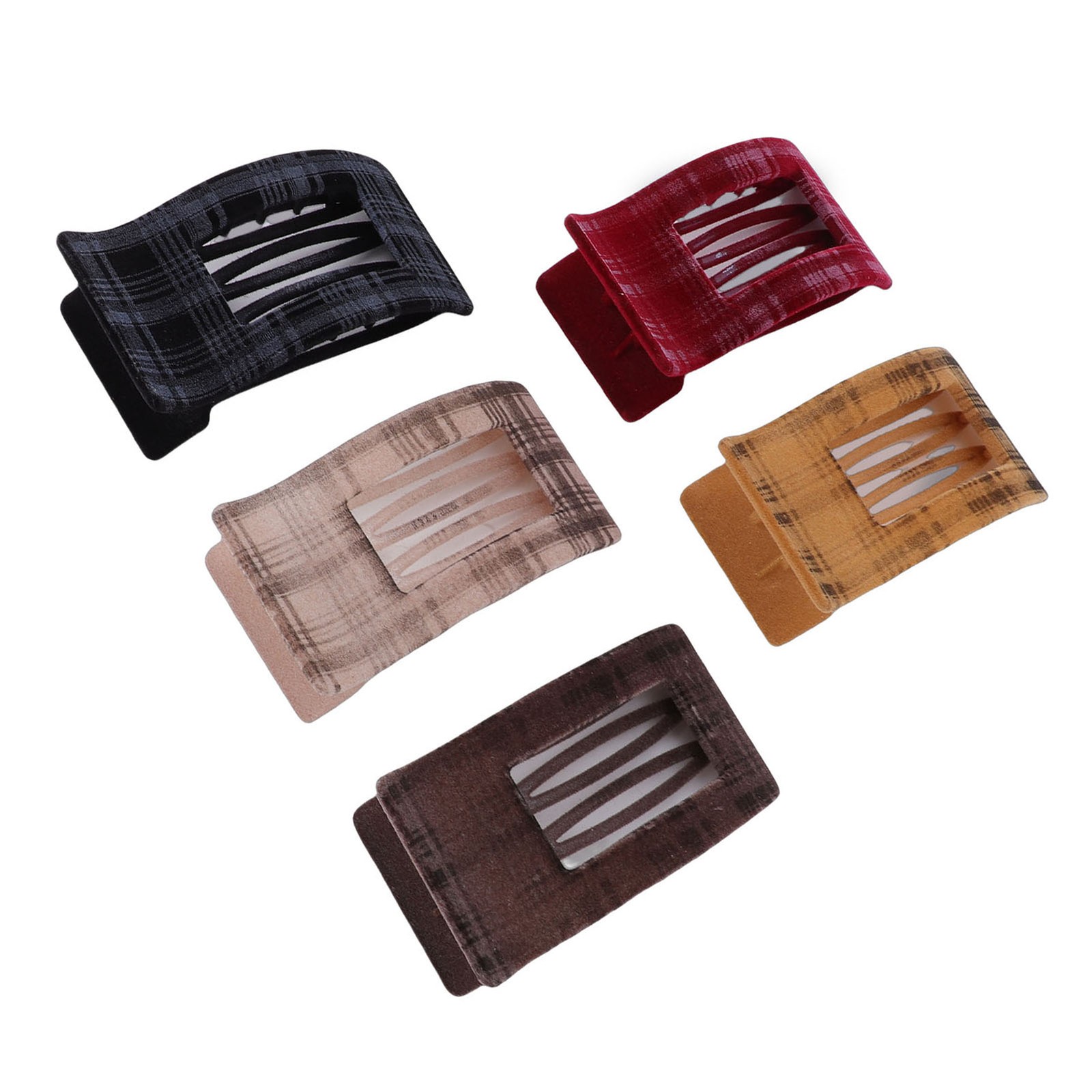 5 Pack Elegant Stylish Large Flat Hair Clips For Women Black Red Brown