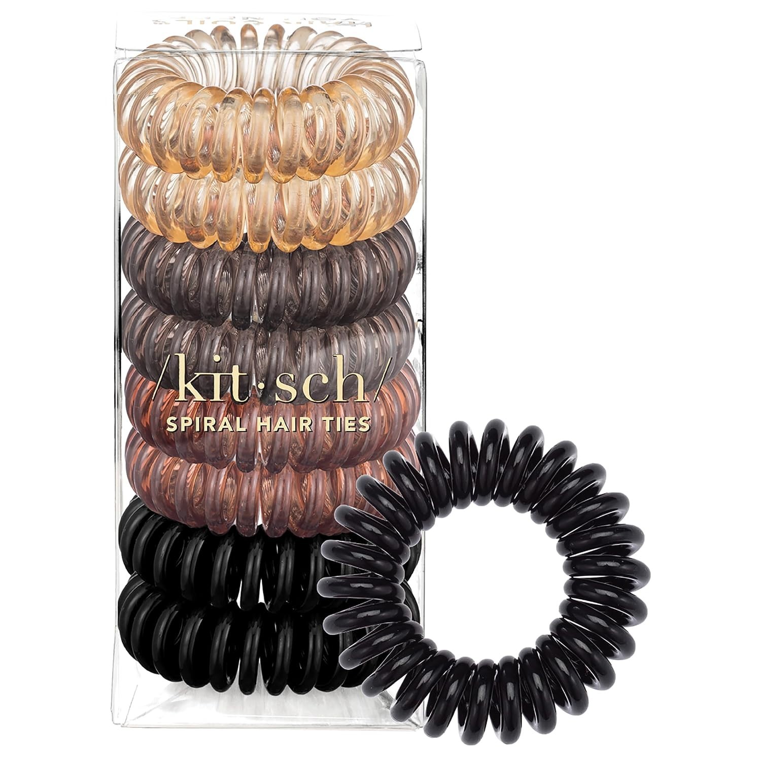 Kitsch Spiral Hair Ties for Women – Coiled Plastic Hair Ties No Damage, Ponytail