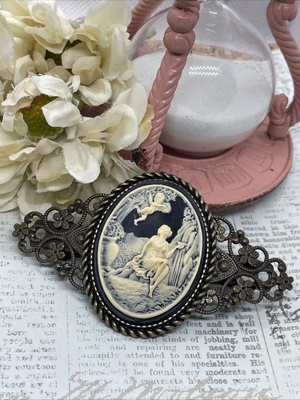 Victorian Cherub Angel Garden Angel New Maiden Cameo Pin Hair Clip Jewelry Comb