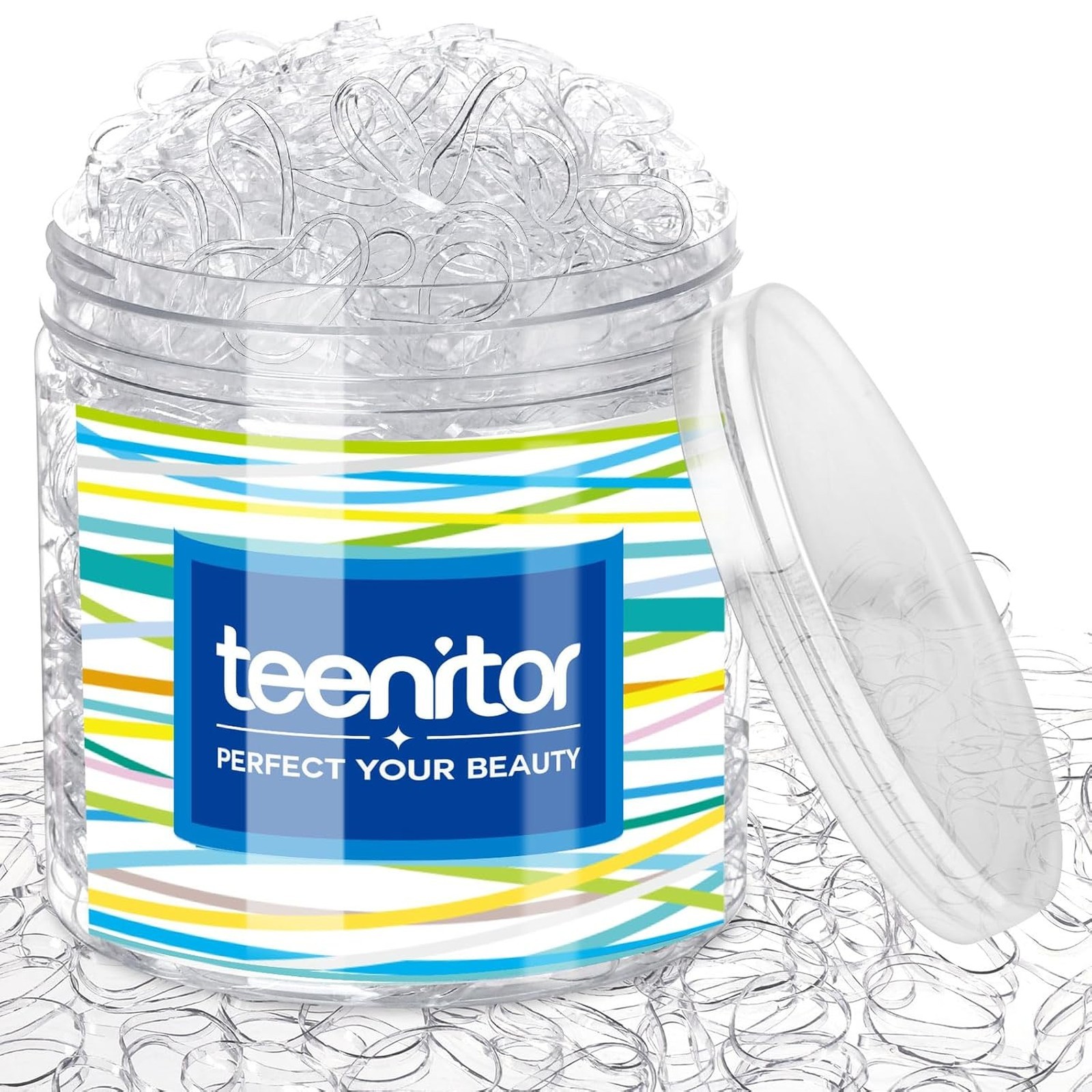 Teenitor Clear Elastic Hair Bands, 2000pcs Mini Hair Rubber Bands, Soft Hair