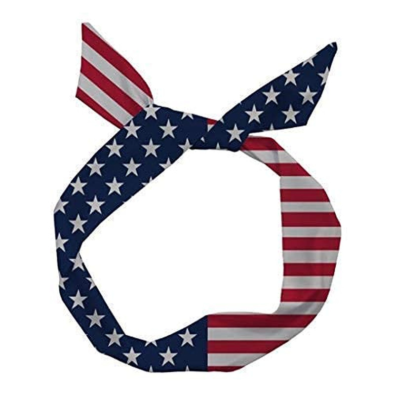 Red White and Blue Patriotic American Flag Tie Headband USA
