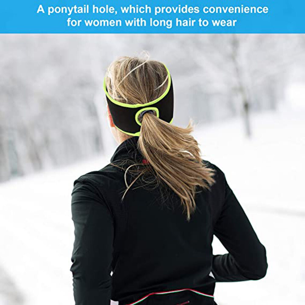 Women Ponytail Headband Fleece Earband Winter Running Moisture Wicking Headband