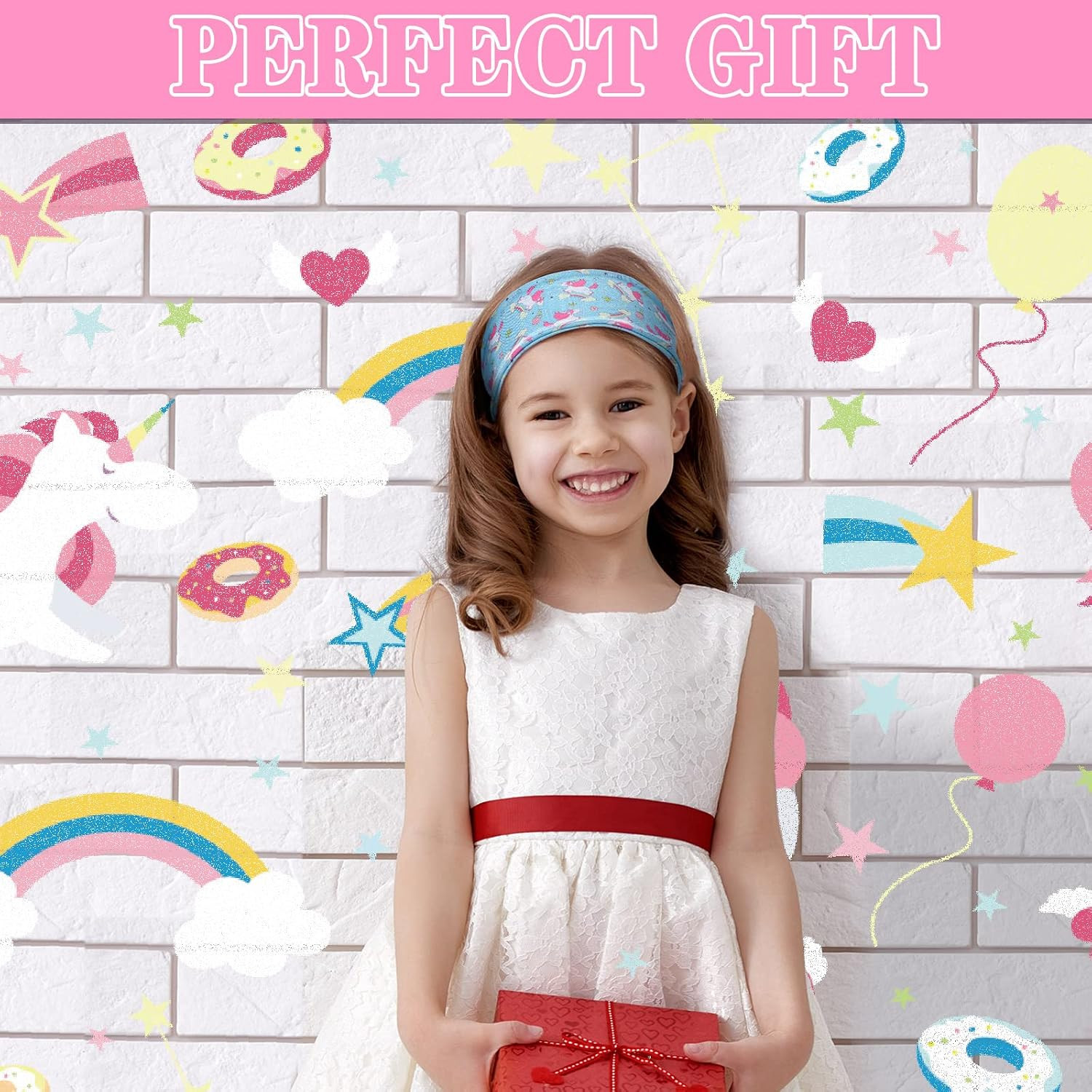 6 Pcs Unicorn Headbands for Girls Cute Elastic Bandeau Adjustable Wide Rainbow H
