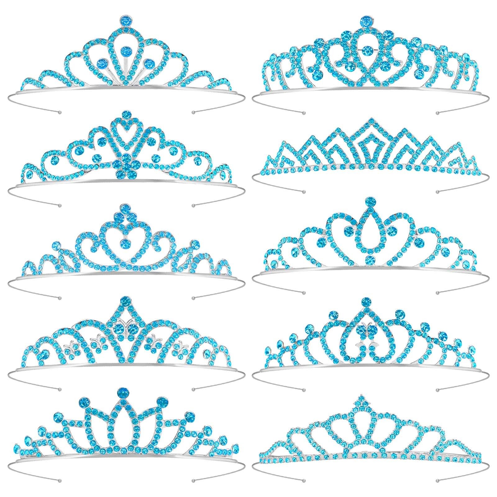 10 Pcs Blue Tiaras Crowns Headband for Women – Bulk Blue Crystals Princess Cr…
