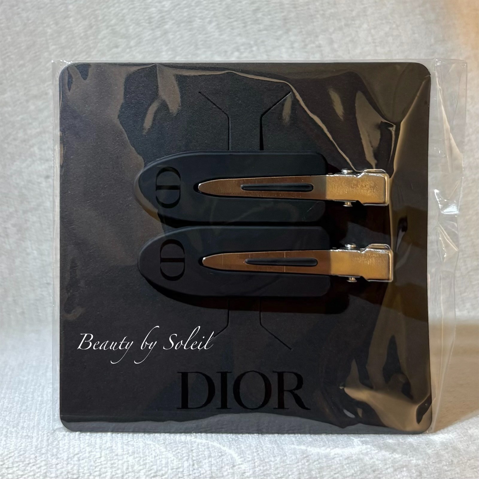 2pc Dior Hair Pins Set (Black/Silver Metal Clips) L 2.5″ X W .75″ New & Unopened