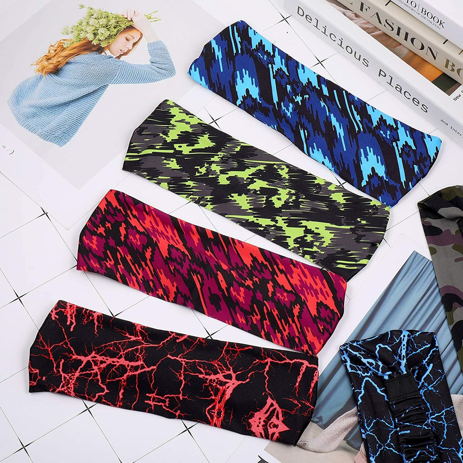 Sweat Headband for Men Women Sweatband Yoga Gym Running Stretch Sports Head Band