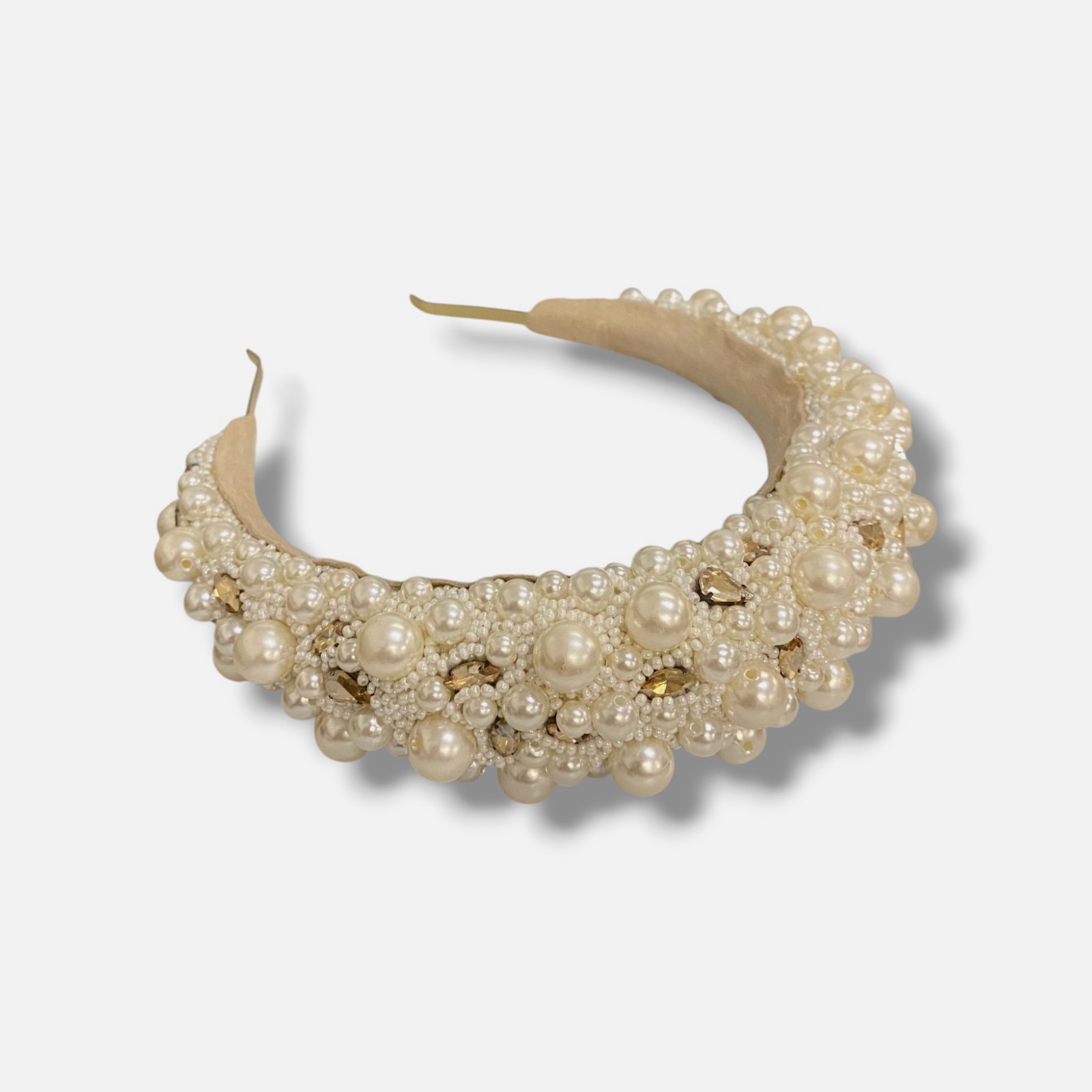Deepa Gurnani Women’s White Lux Faux Pearl-Embellished Padded Headband One Size