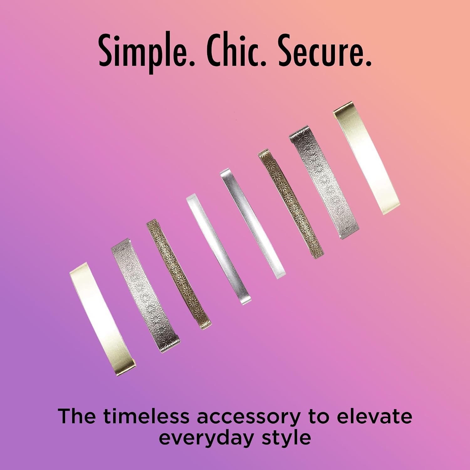 Assorted Metallic Color Hair Barrettes Stay Tight Non Slip Flat 8 Count Hair