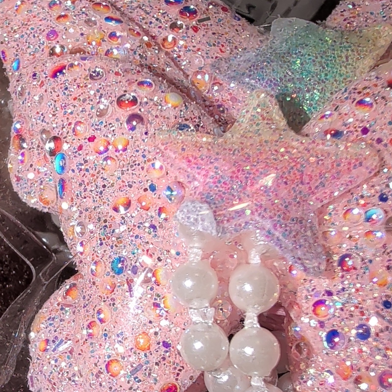 MENG KE AI Pink Butterfly Hair Clip Fabric Rhinestone Beaded Accents Solid