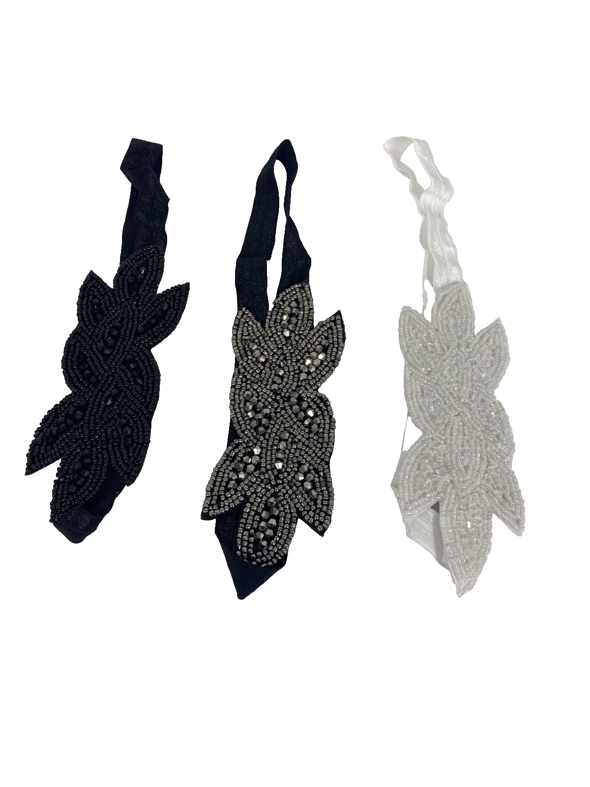 3 pack 1920s head band piece elastic beads formal sparkle STRETCH BRAND NEW
