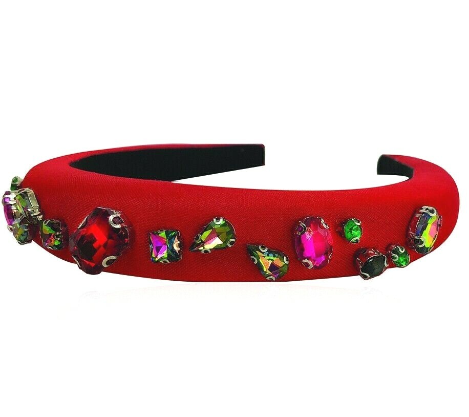 ZAXIE BY STEFANIE TAYLOR Padded Jewel Headband in RED | MSRP $48 | NEW