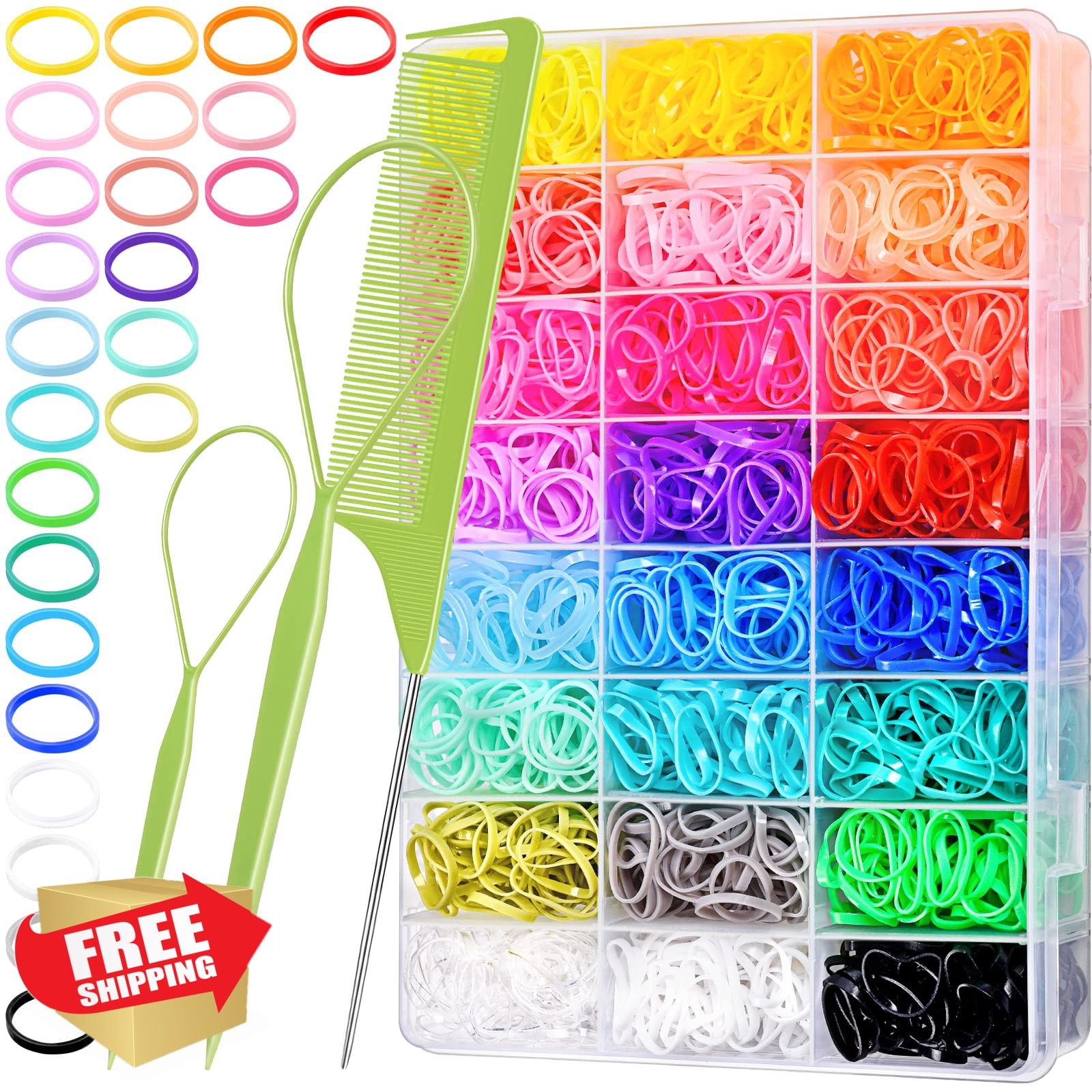 TsMADDTs 24 Colors Rubber Bands for Hair 2000 pcs