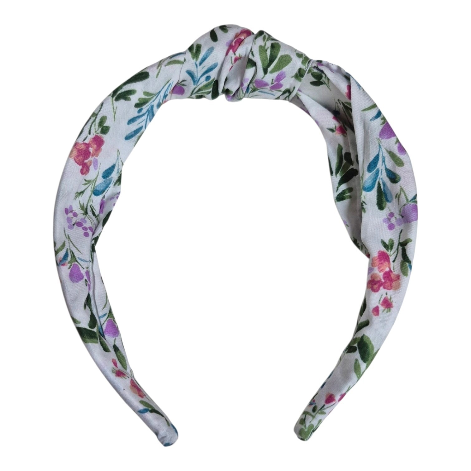 J.Crew Factory Floral Printed Knot Headband Bright White Lilac Multi BS235 New
