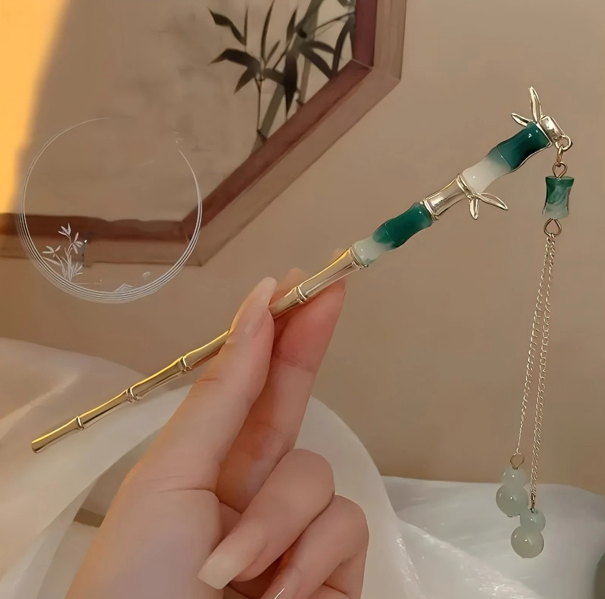 1pcs Elegant Chinese Style Tassel Hairpin – Traditional Floral Design Hair Stick