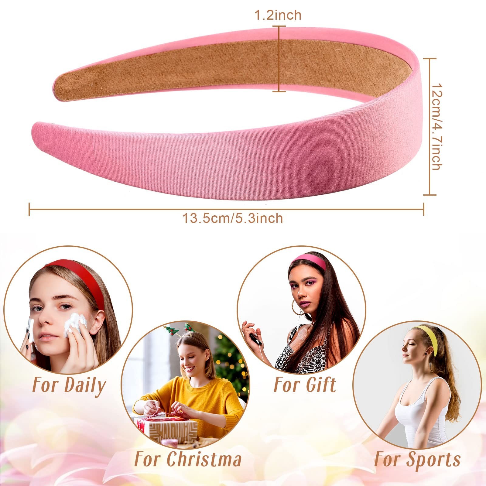 36 Pcs Satin Hard Headbands – Non-Slip DIY Hair Accessories for Women, 1.2 Inch
