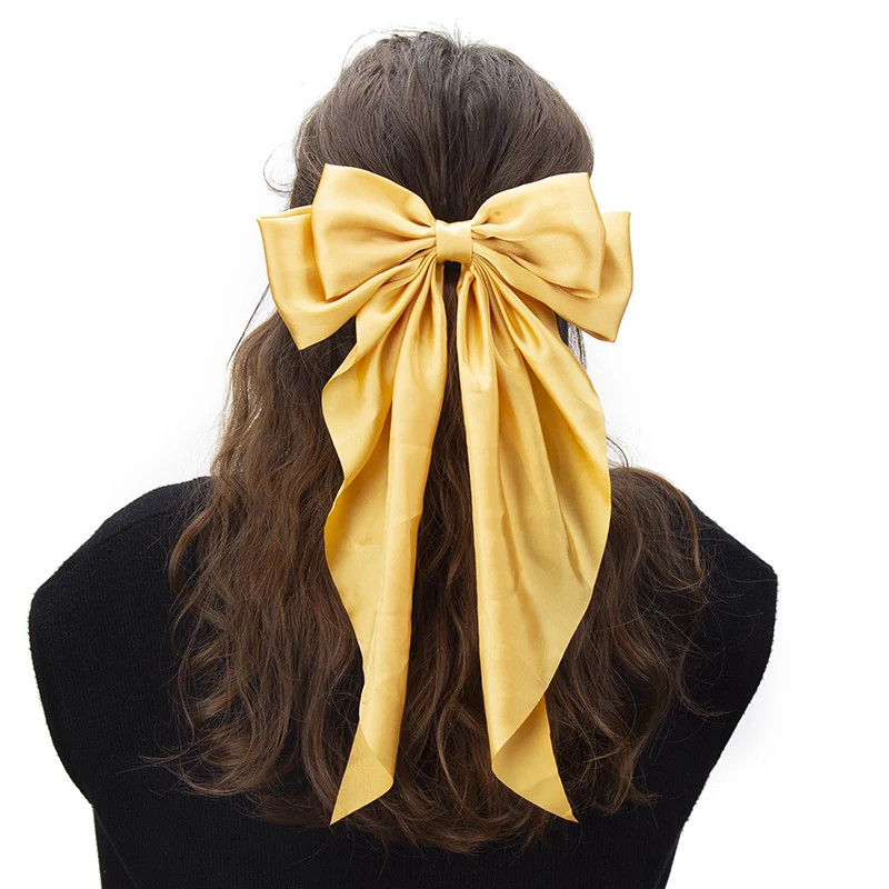 1PC Women Solid Color Hairpins Minimalist Bowknot Retro Hair Clip for Girls Silk