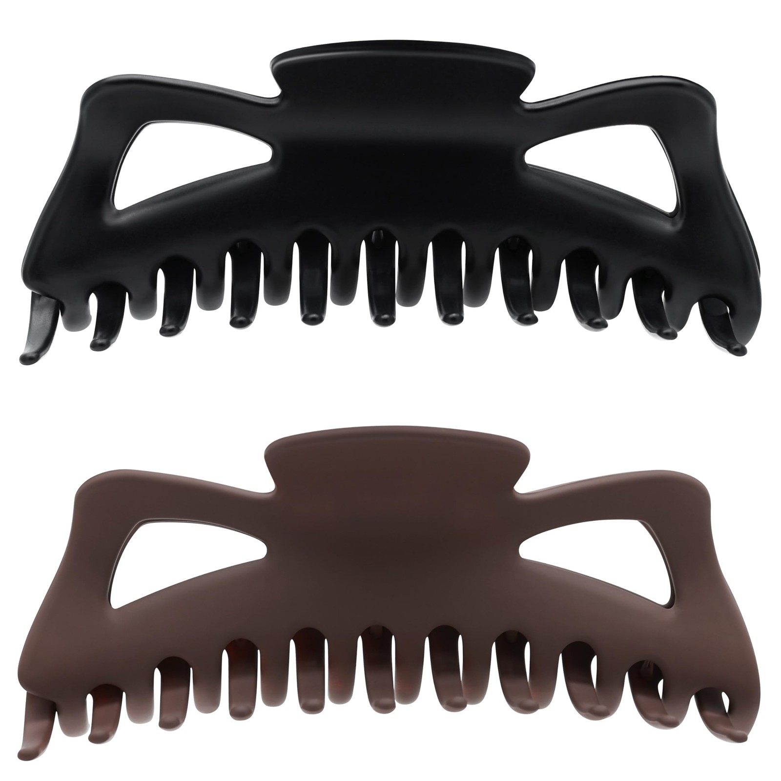 Extra Large Claw Clips for Thick Hair and 1 Count (Pack of 2), Black & Brown