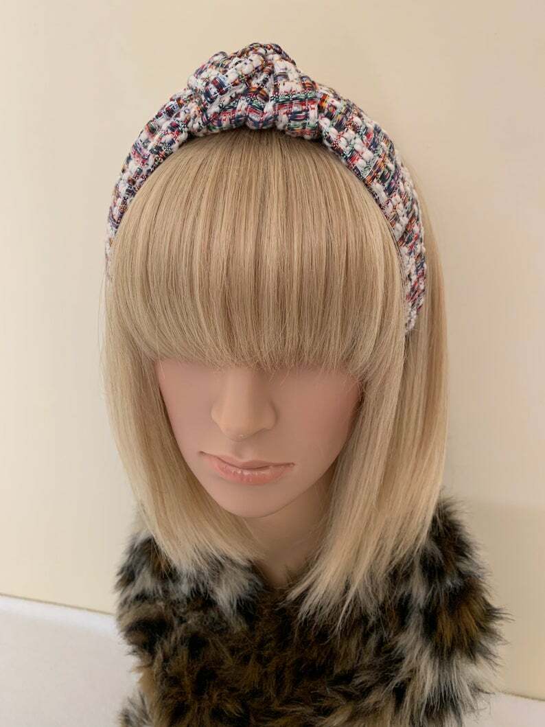 Knit wool top knot ladies headband rockabilly pin up retro vintage womens