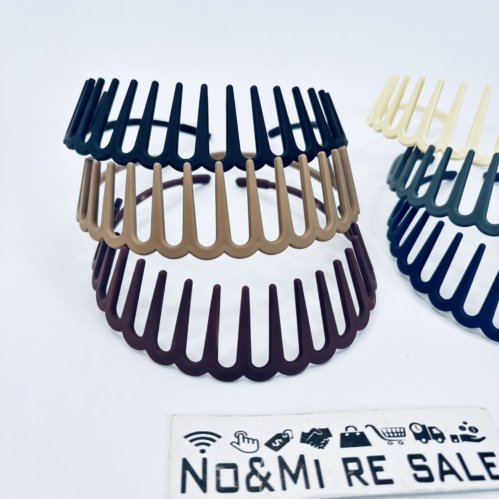 Black Brown Geometric Zigzag Headband – Plastic Hair Accessory for Women