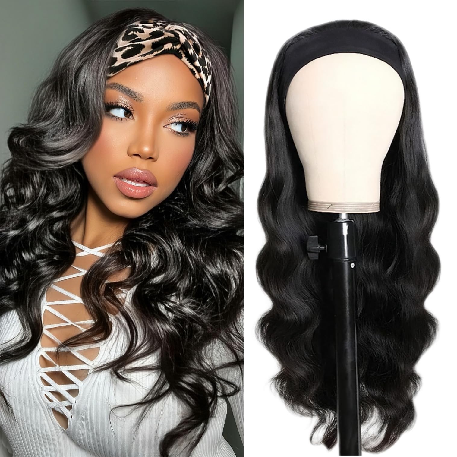 Headband Wig Human Hair Body Wave Wigs None Lace Front Wigs 100% Human Hair Braz
