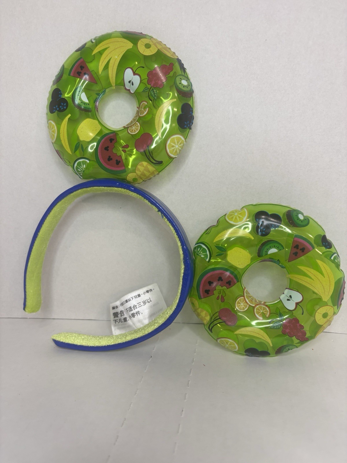 Official Disney Sweet Summer Fruit Inflatable Floaties Mickey Ears- Green/Blue