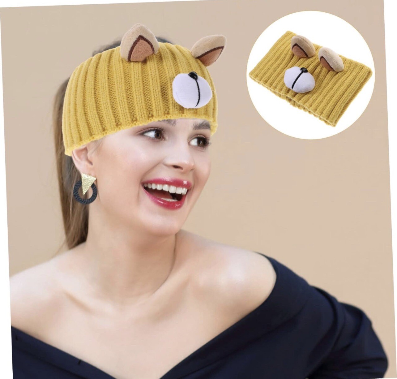 Women & Teen Headband Ear Warmer Hairband Cat Ear Cute Elastic Kitty Head Wrap