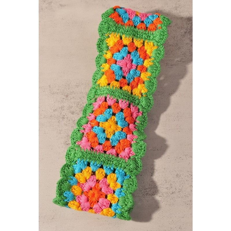 NEW Floral Patchwork Crochet Knit 100% Cotton Soft Hair Accent Headband Hairband