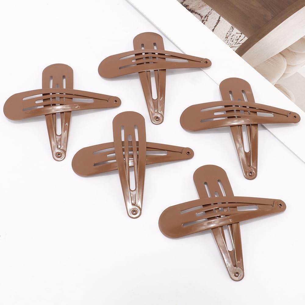25 Pieces 2.8 Inch Large Snap Hair Clips No Slip 1 Count (Pack of 25), Brown