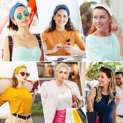 Headbands for Women Girls – Blue, Dark Blue, Yellow, Light Pink, Black, White