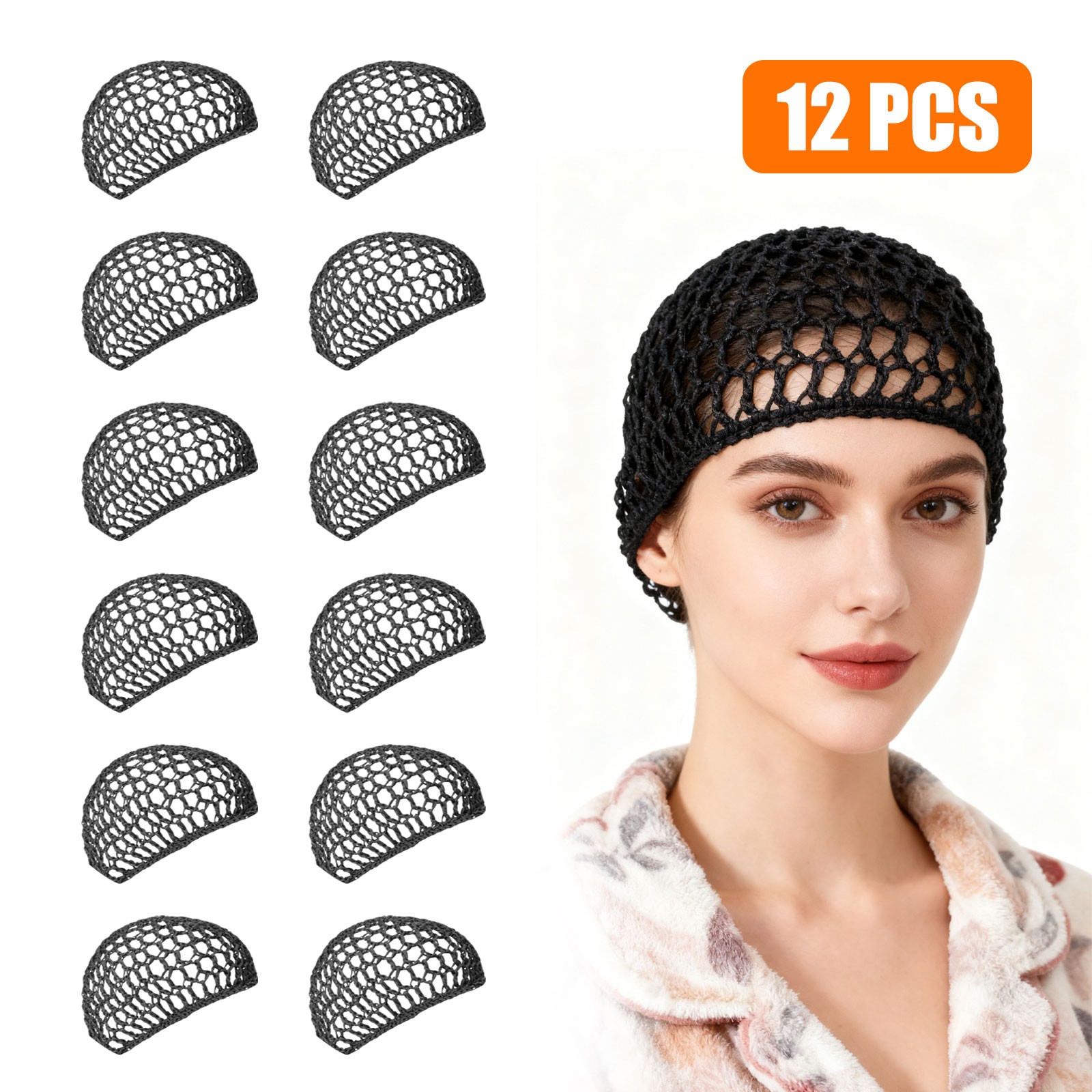 12PCS Crochet Hair Nets Caps Thick Breathable for Women Sleep Salon Spa Home Use