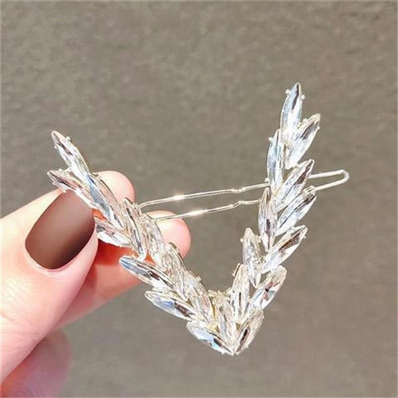 Luxury Crystal Hair Clip Women Korean V Shape Buckle Hairpin Fashion Headwear Gi