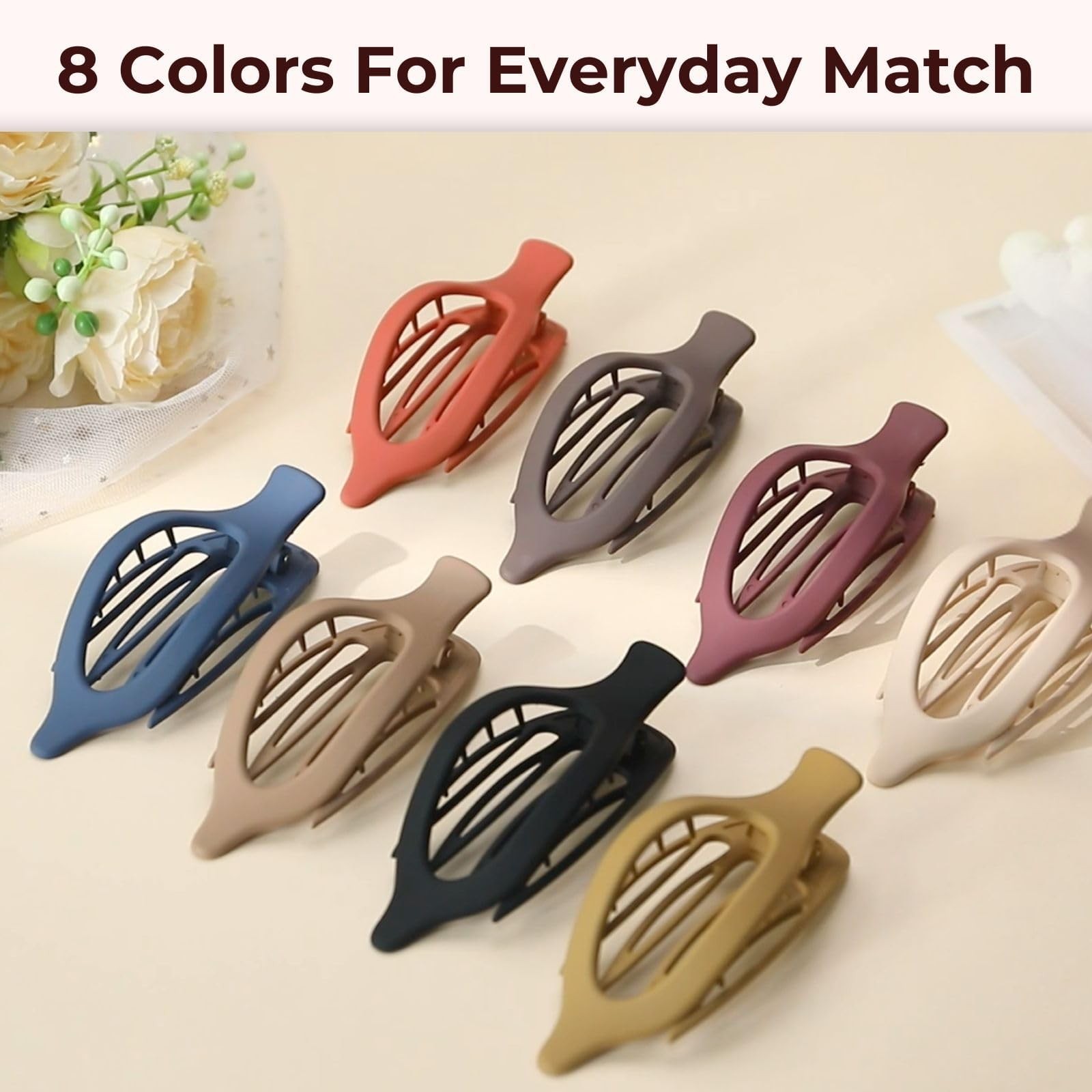 8 Pack Flat Hair Clips for Women,Matte 1 Count (Pack of 8), Assorted Colors