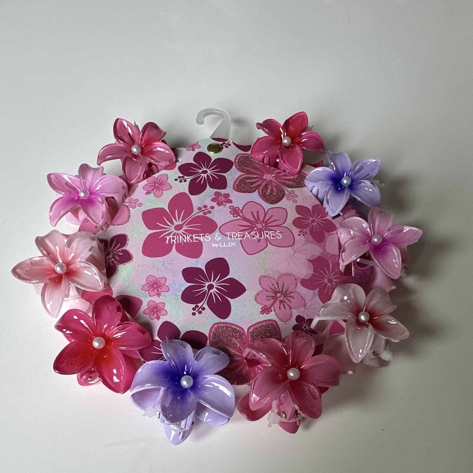 Trinkets & Treasures by LUX Women’s Floral Flower Hair Clip Set Pink Purple