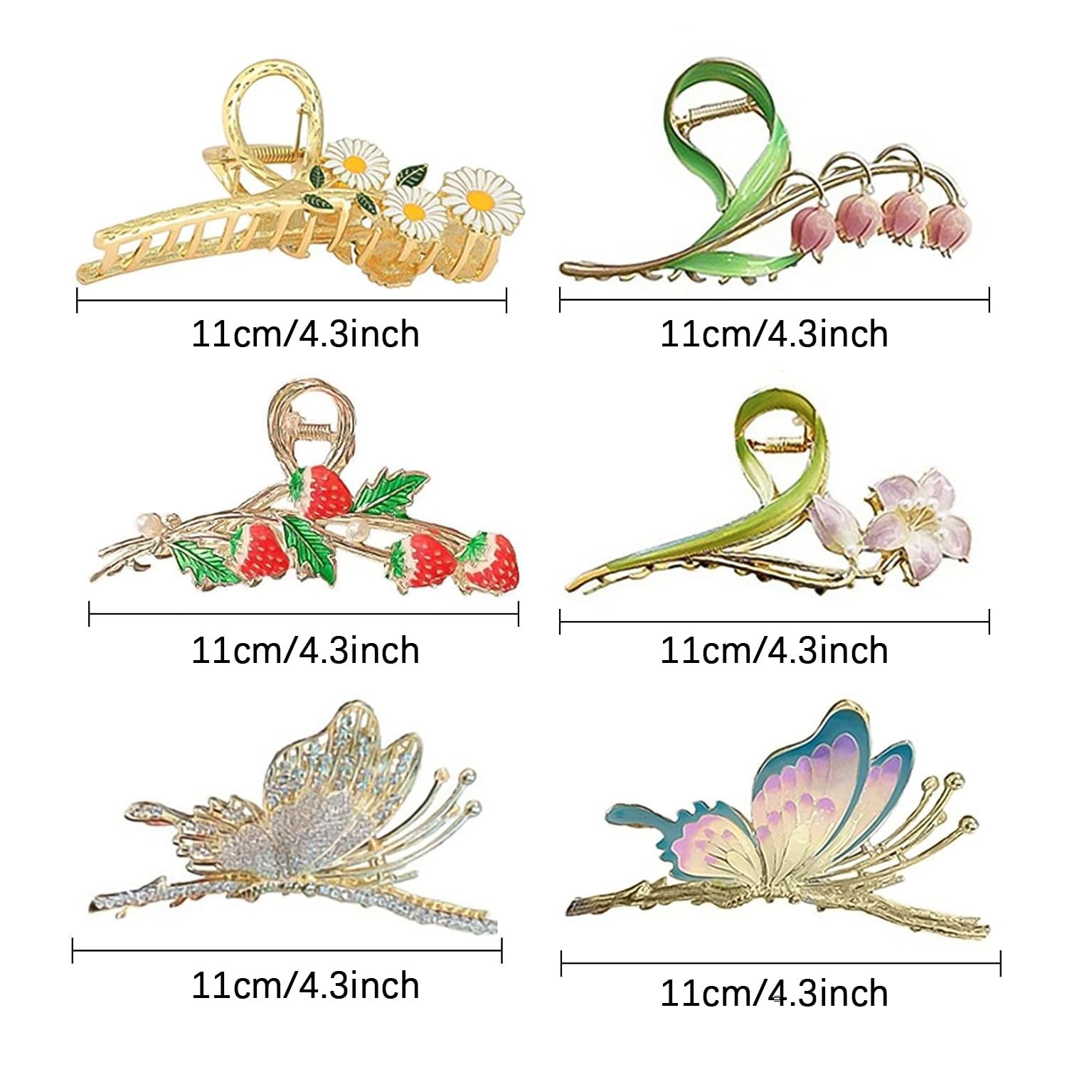 6 Pcs Hair Claw Clips for Women, Large Strong 6 Count (Pack of 1), A-Clips