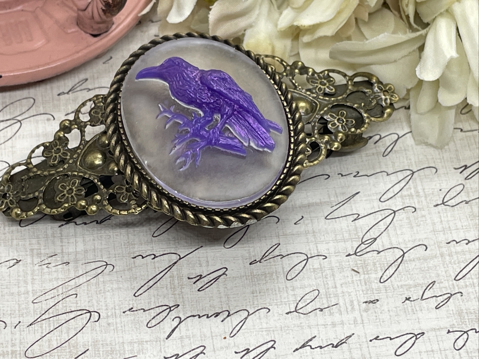 Purple Raven Crow Viking Celtic Norse Hair Jewelry Medieval Renaissance Festival