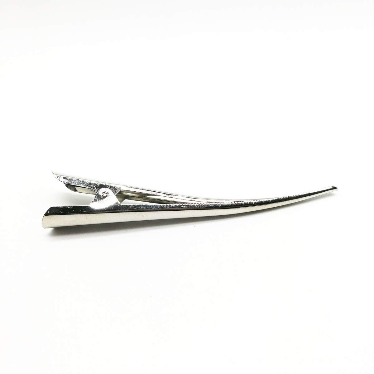 6 Pack Duckbill Hair Clips with Teeth, Metal Silvery Alligator Curl Clips Cro.