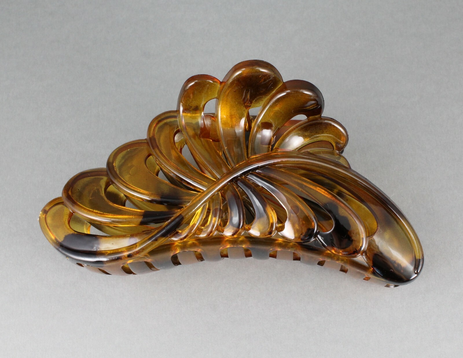 Brown Dk Brown plastic 4.75″ long barrette Big Huge hair clip claw clamp cutout