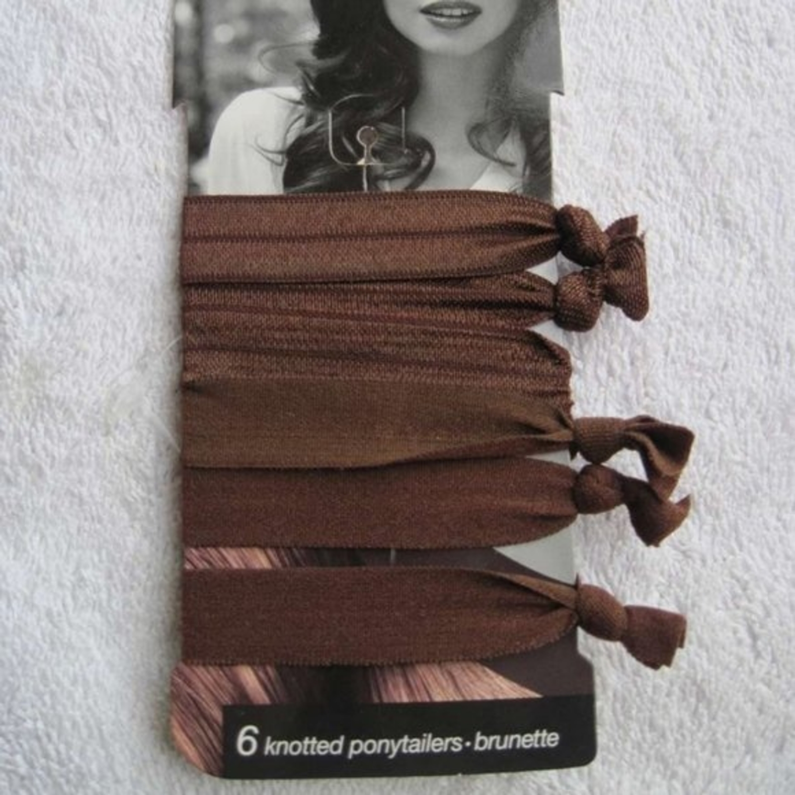 6 Scunci Brunette Knotted Ribbon Elastics Ponytailer Hair Bands No Metal Shiny