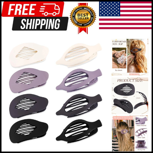 8PCS Flat Hair Clips for Women – Non – Slip Flat Claw Clips for Thick/Thin Hair,