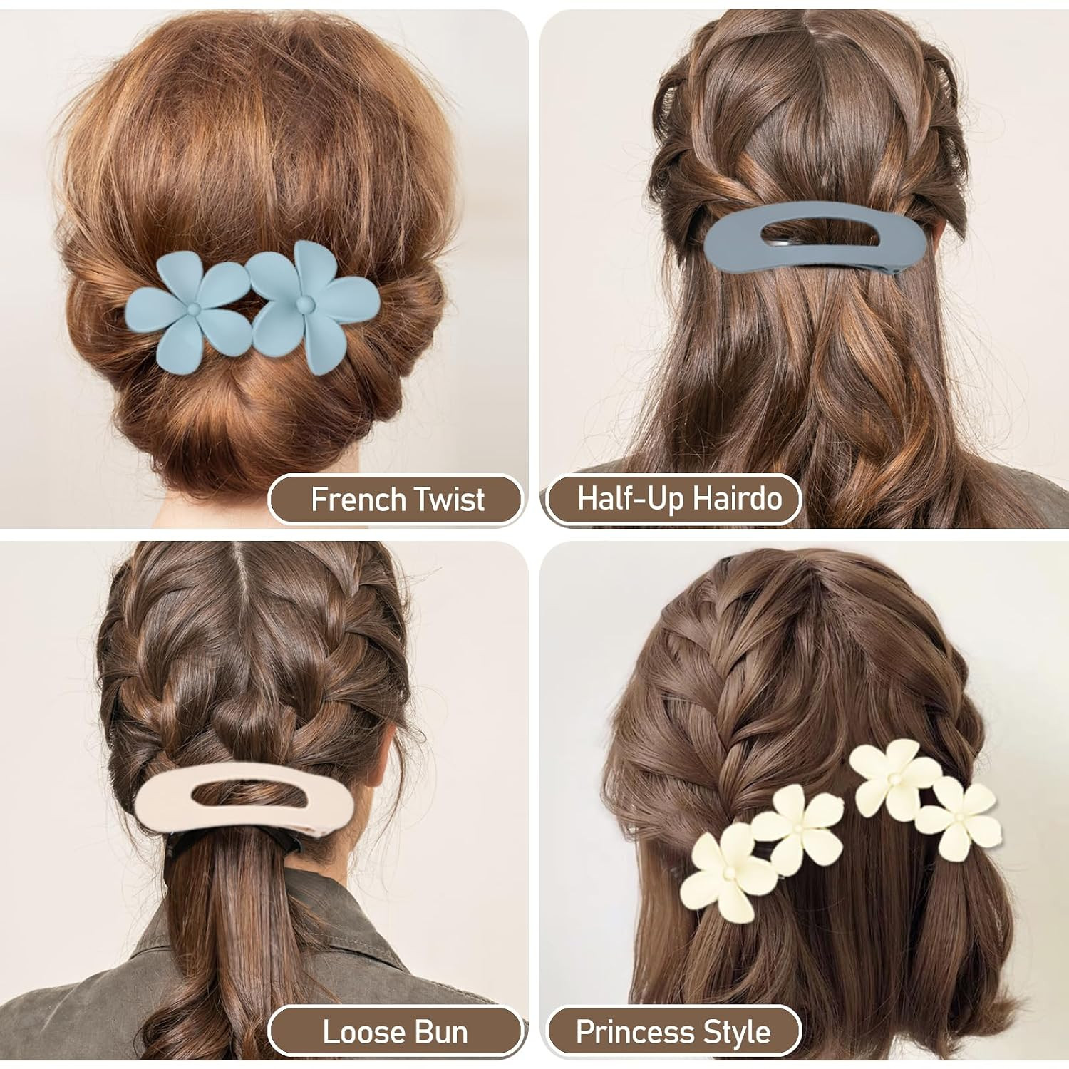 8 PCS Flat Hair Clips, 2 Styles Flat Claw Clips for Women Girls Thick Thin