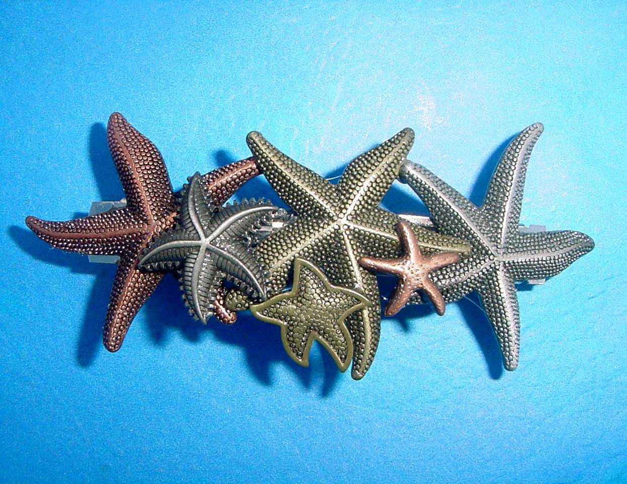 ** Beautiful Retro Colorful Starfish Metal Hair Barrette **