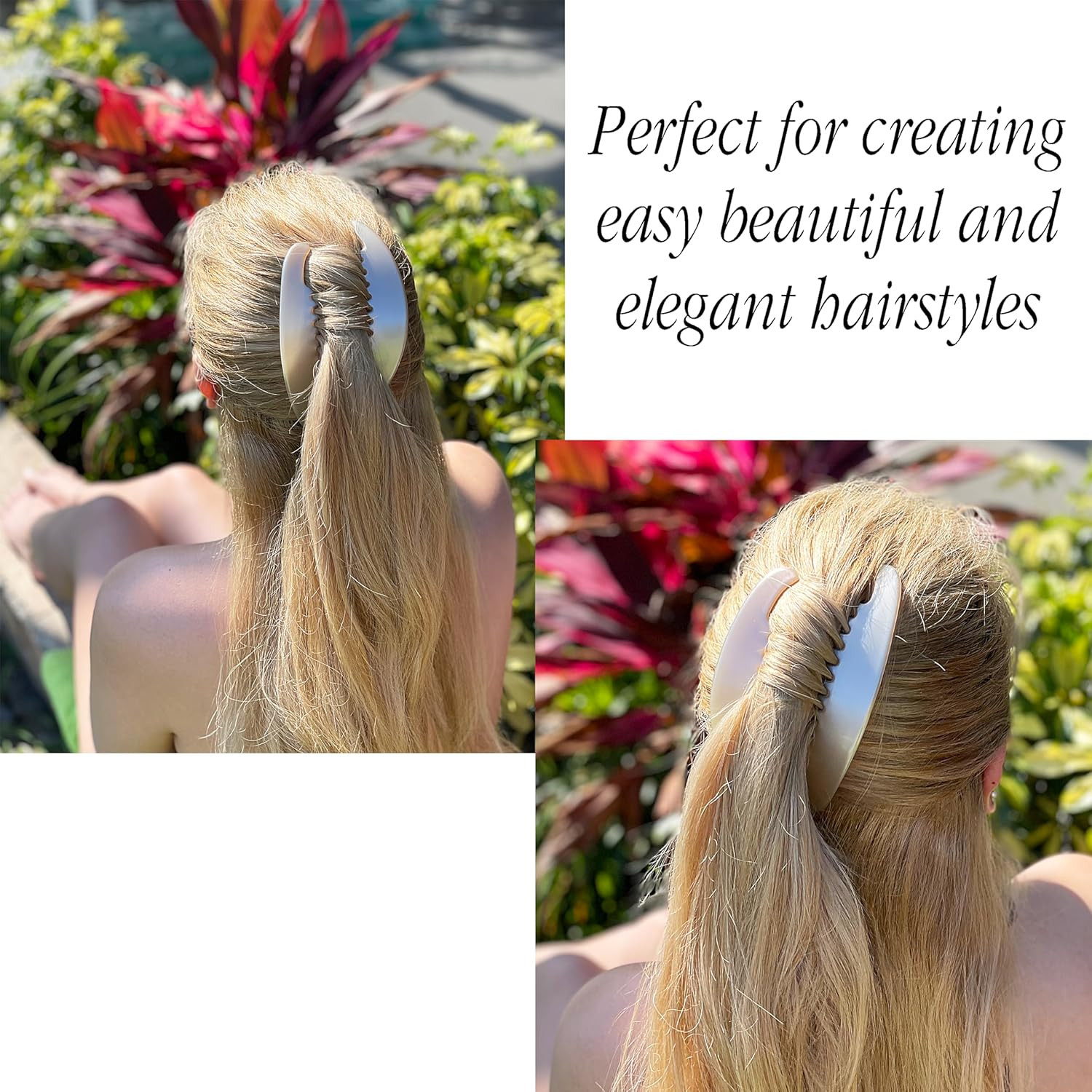 Camila Paris CP3016 French Hair Side Combs, Beige Pearl Interlocking Combs Frenc