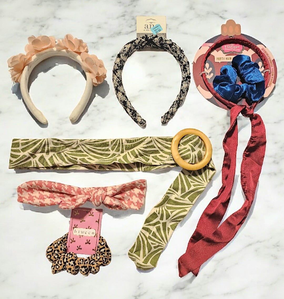6 PIECE LOT Hair Headbands Scrunchies Ponytail Belt a.n.a.