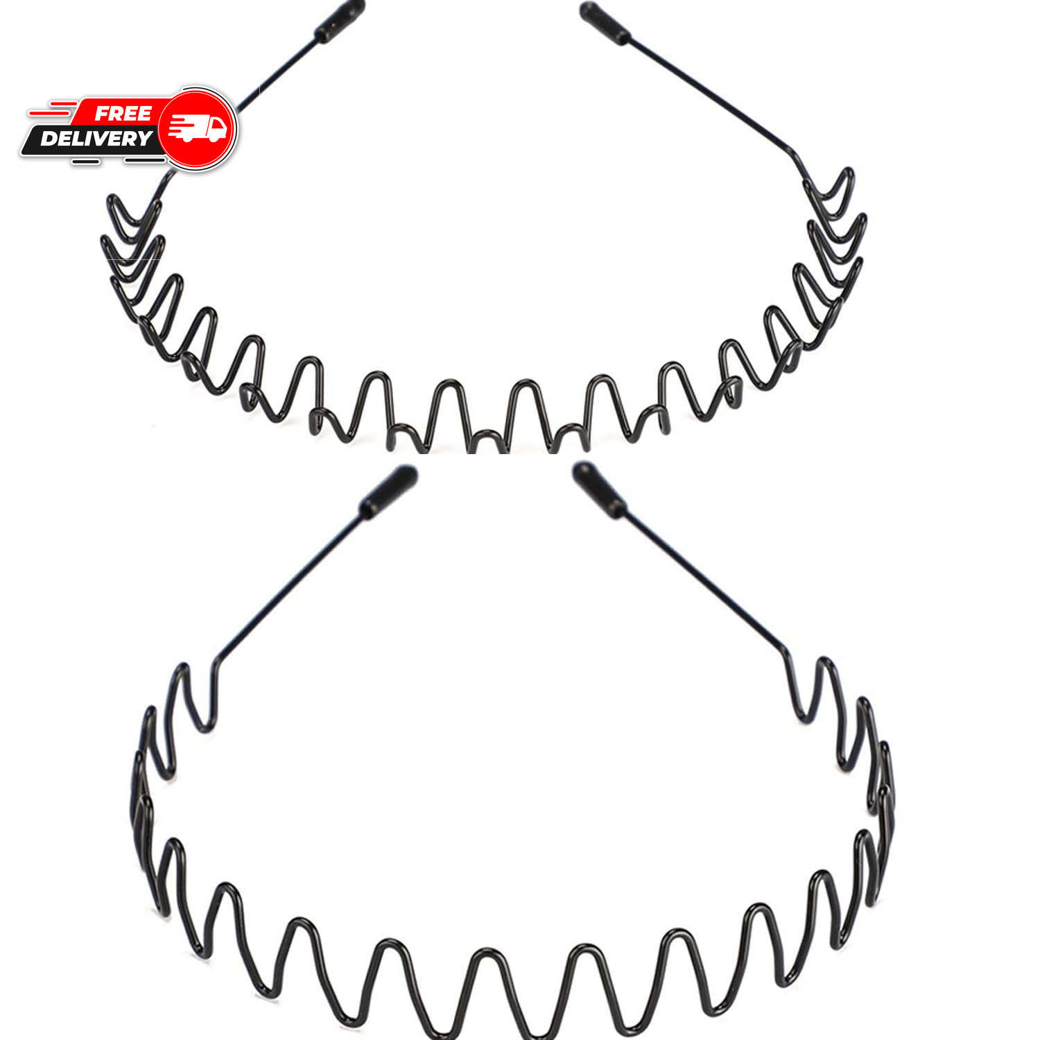 Metal Headbands for Women Men, 2 Pack Fashion Unisex Black Hairband Sports Headw