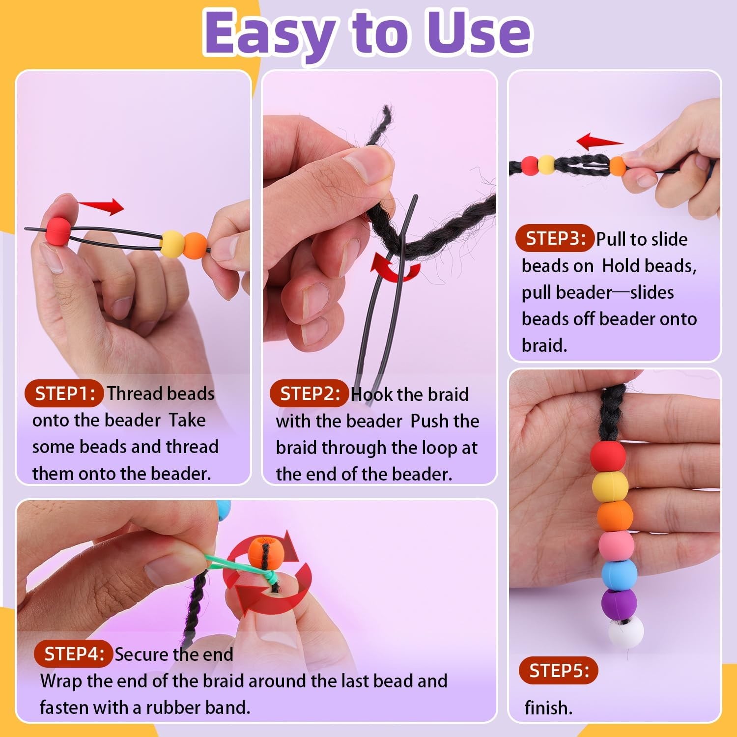 120Pcs 14mm Large Silicone Beads for Hair Braids, Soft Jellyish Hair Beads with